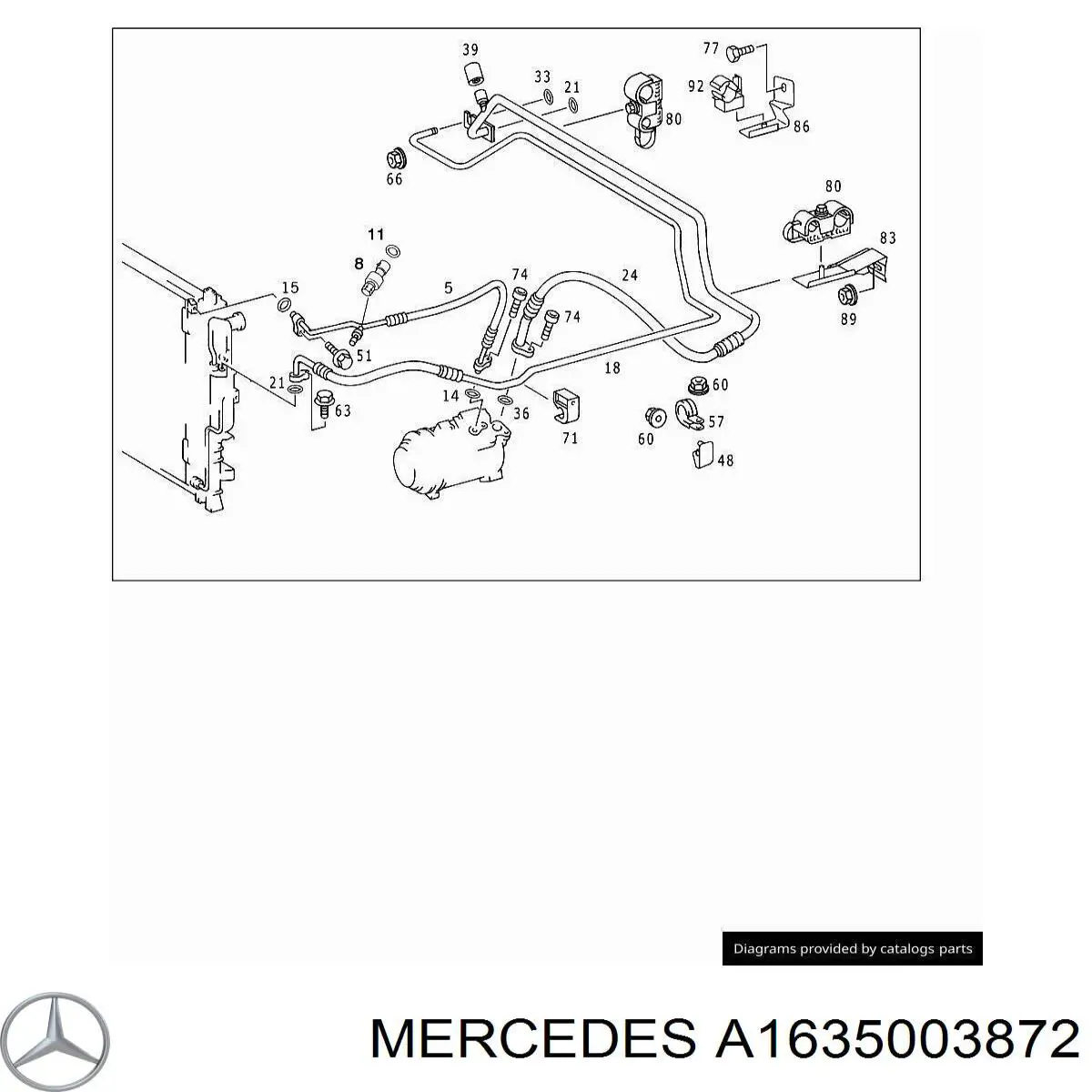 Шланг кондиціонера, від компресора до радіатора на Mercedes ML/GLE (W163)