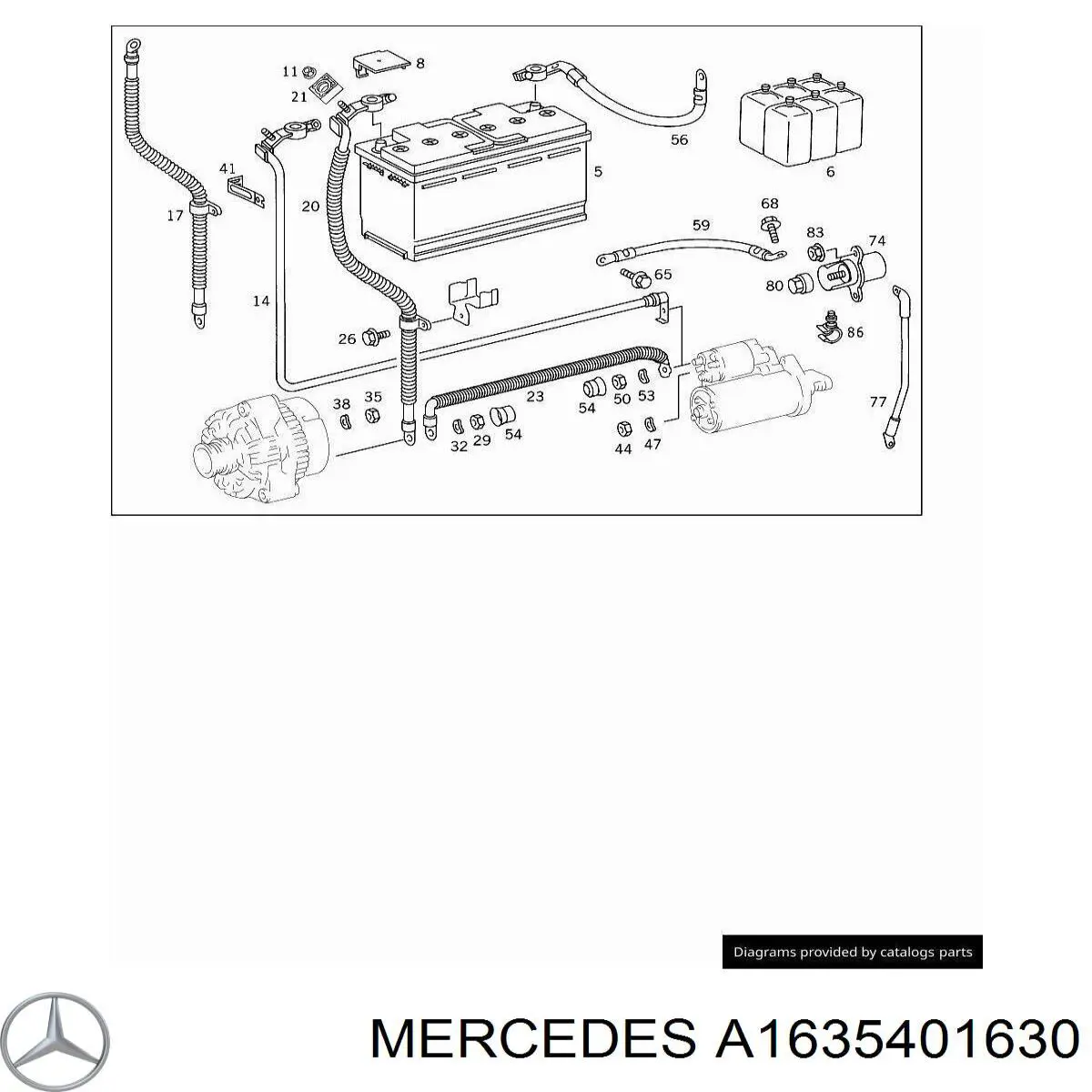 Кабель плюсової клеми акумулятора (АКБ) Mercedes A1635401630 ціна, від 19.00 USD