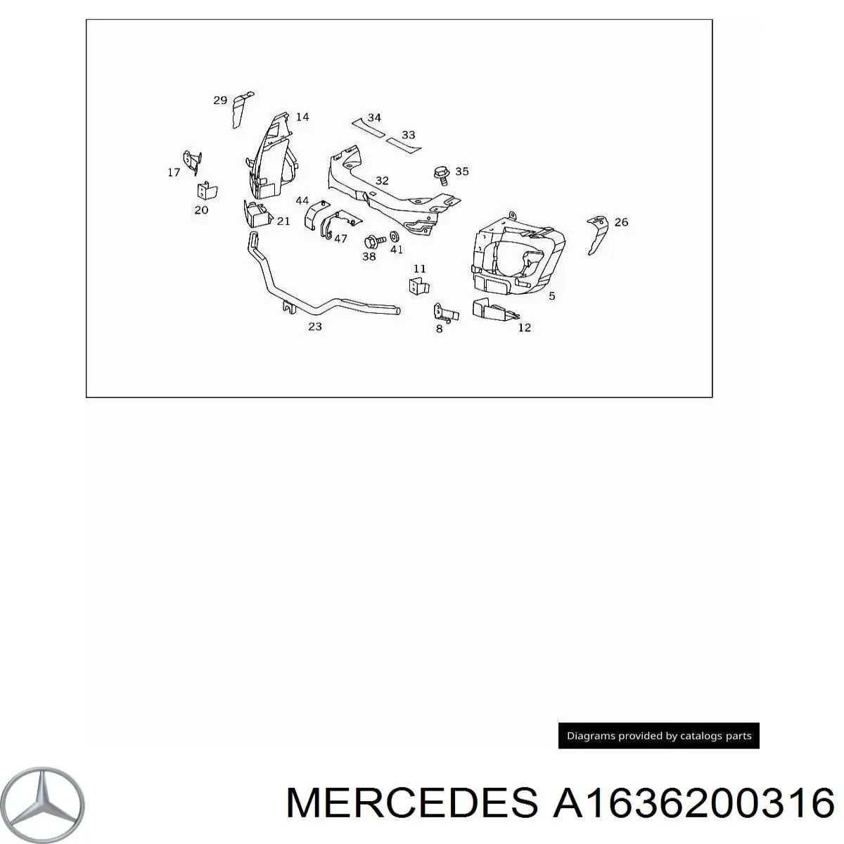 A1636200316 Mercedes Супорт радіатора верхній/монтажна панель кріплення фар