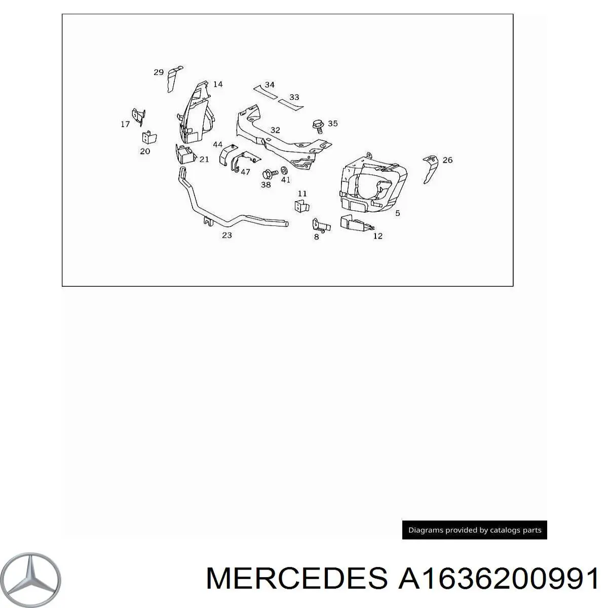 Рамка радіатора ліва Mercedes A1636200991 ціна, від 112.87 USD