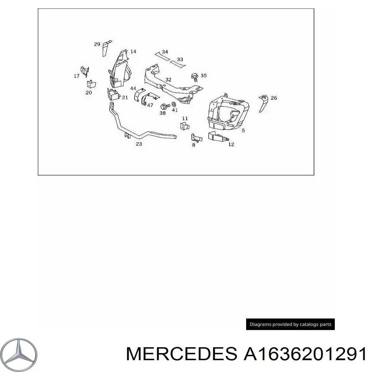 Супорт радіатора правий/монтажна панель кріплення фар Mercedes A1636201291 ціна, від 126.69 USD