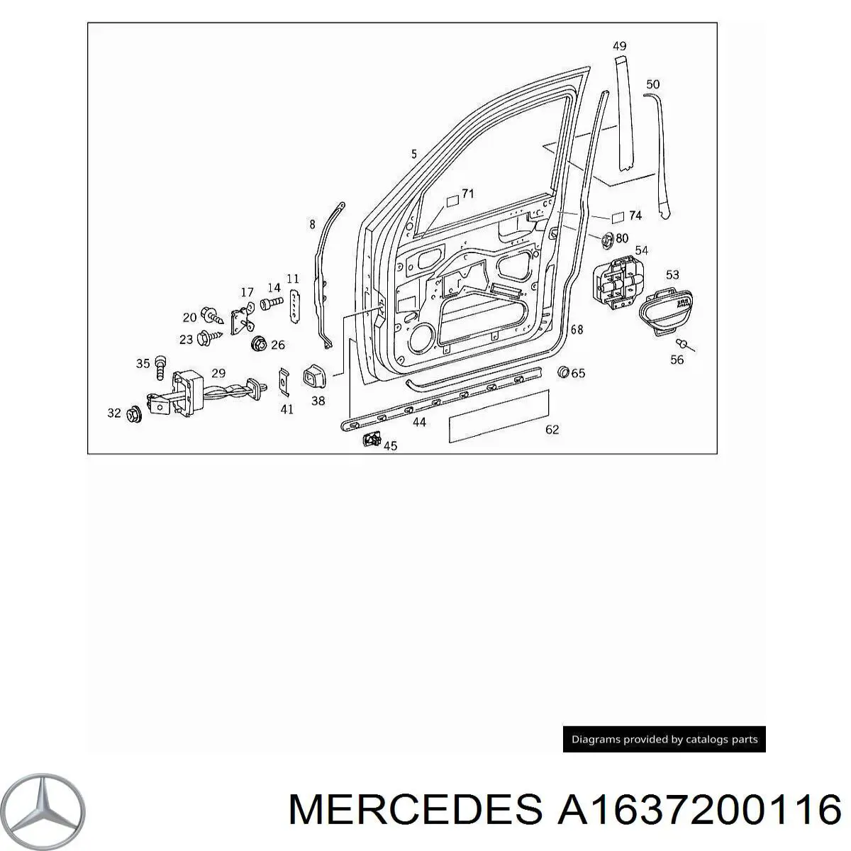 Обмежувач відкриття дверей, передній на Mercedes ML/GLE (W163)