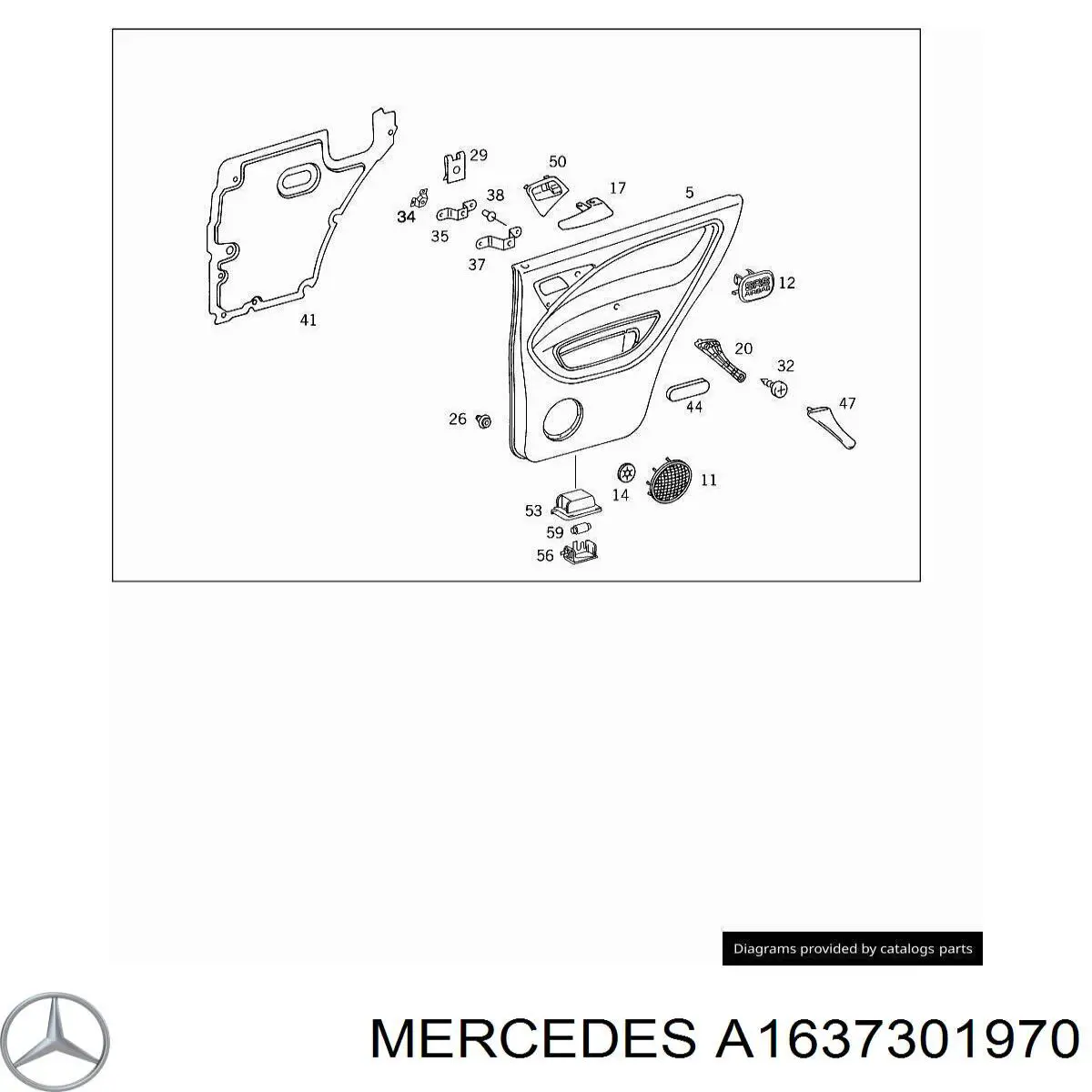 Карта двері задніх лівих Mercedes A1637301970 ціна, від 50.68 USD