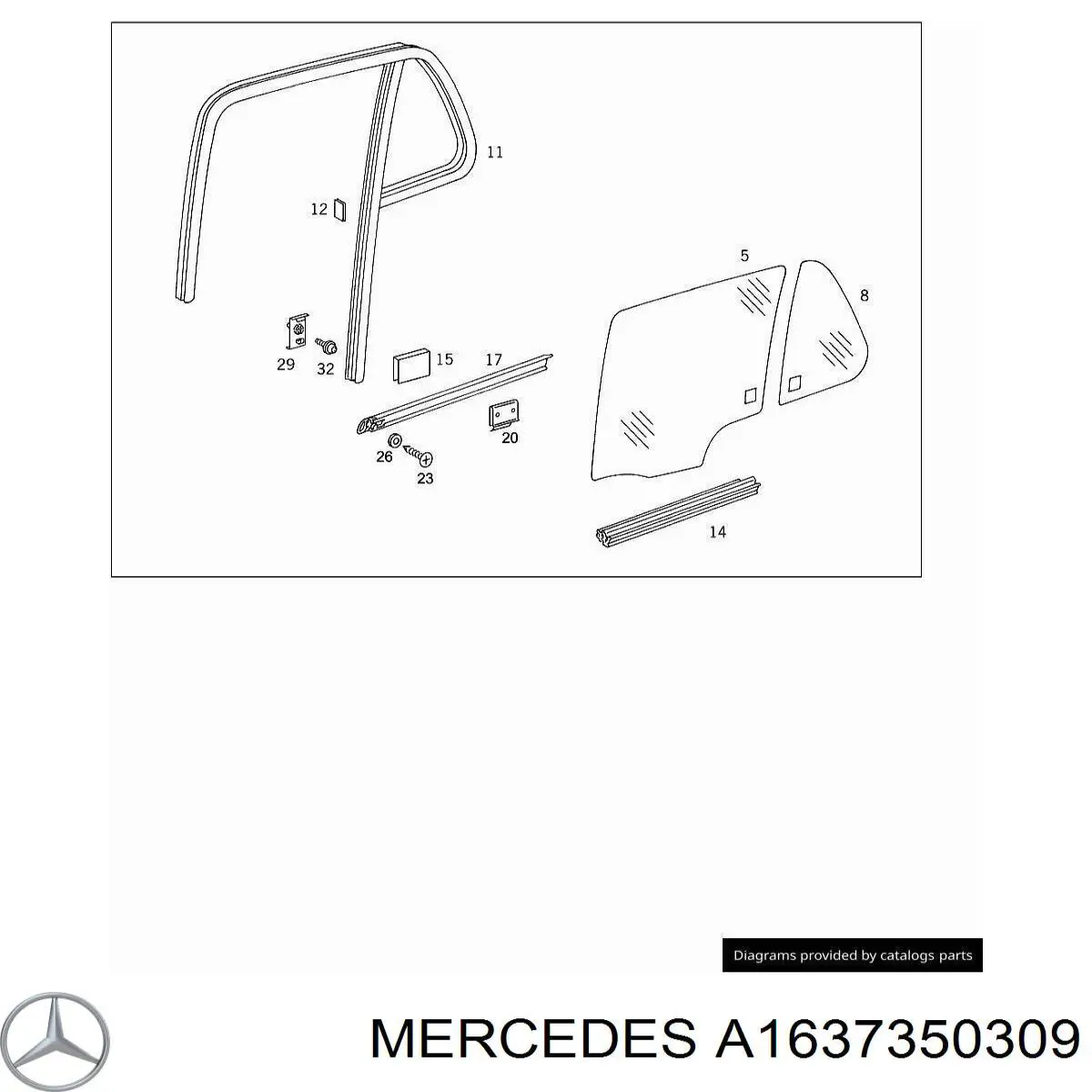 A1637350309 Mercedes Кватирка дверей трикутник, задньої, лівої
