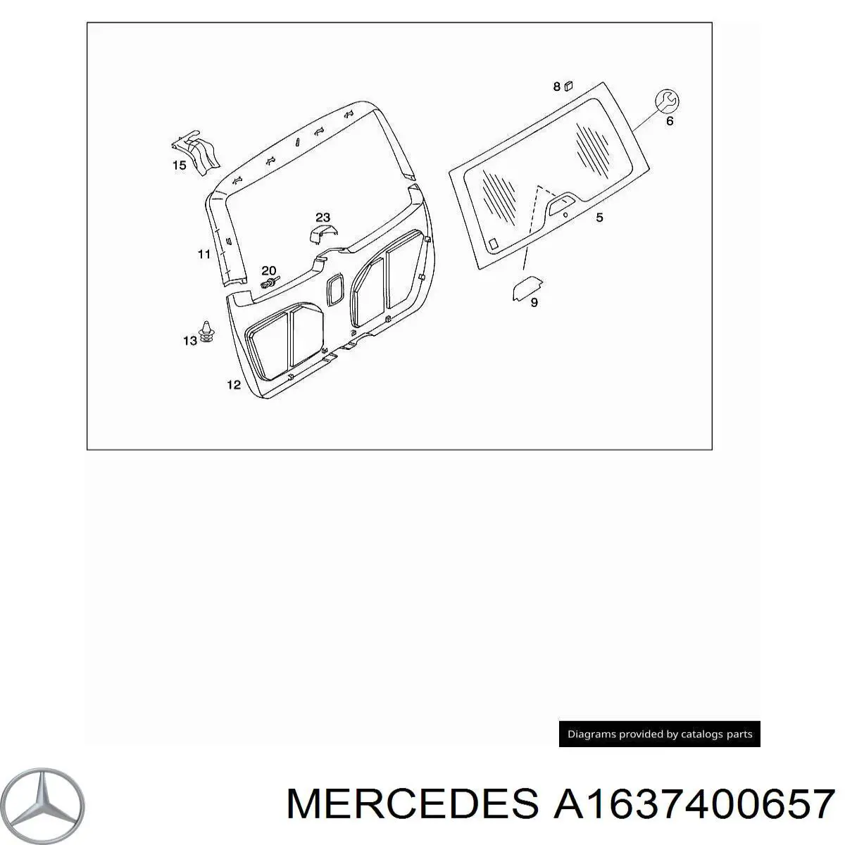 1637400257 Mercedes скло заднє, 3/5-й двері (ляди)