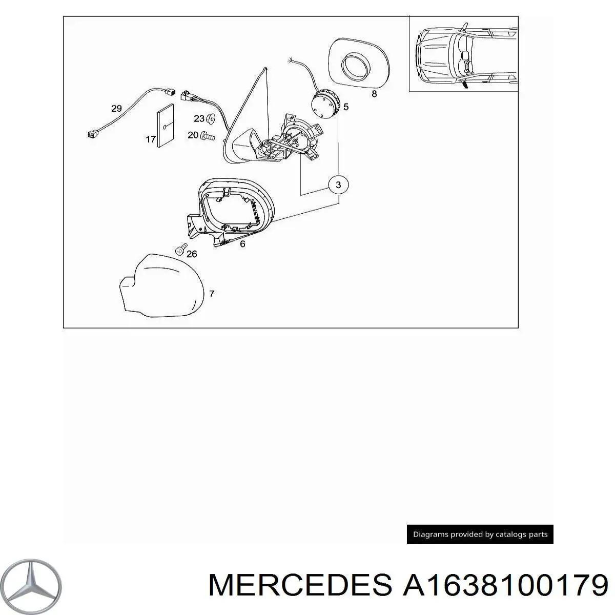 A1638100179 Mercedes Накладка водійського дзеркала