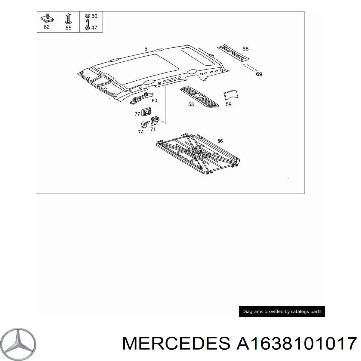 Купити A1638101017 Mercedes Дзеркало салону авто