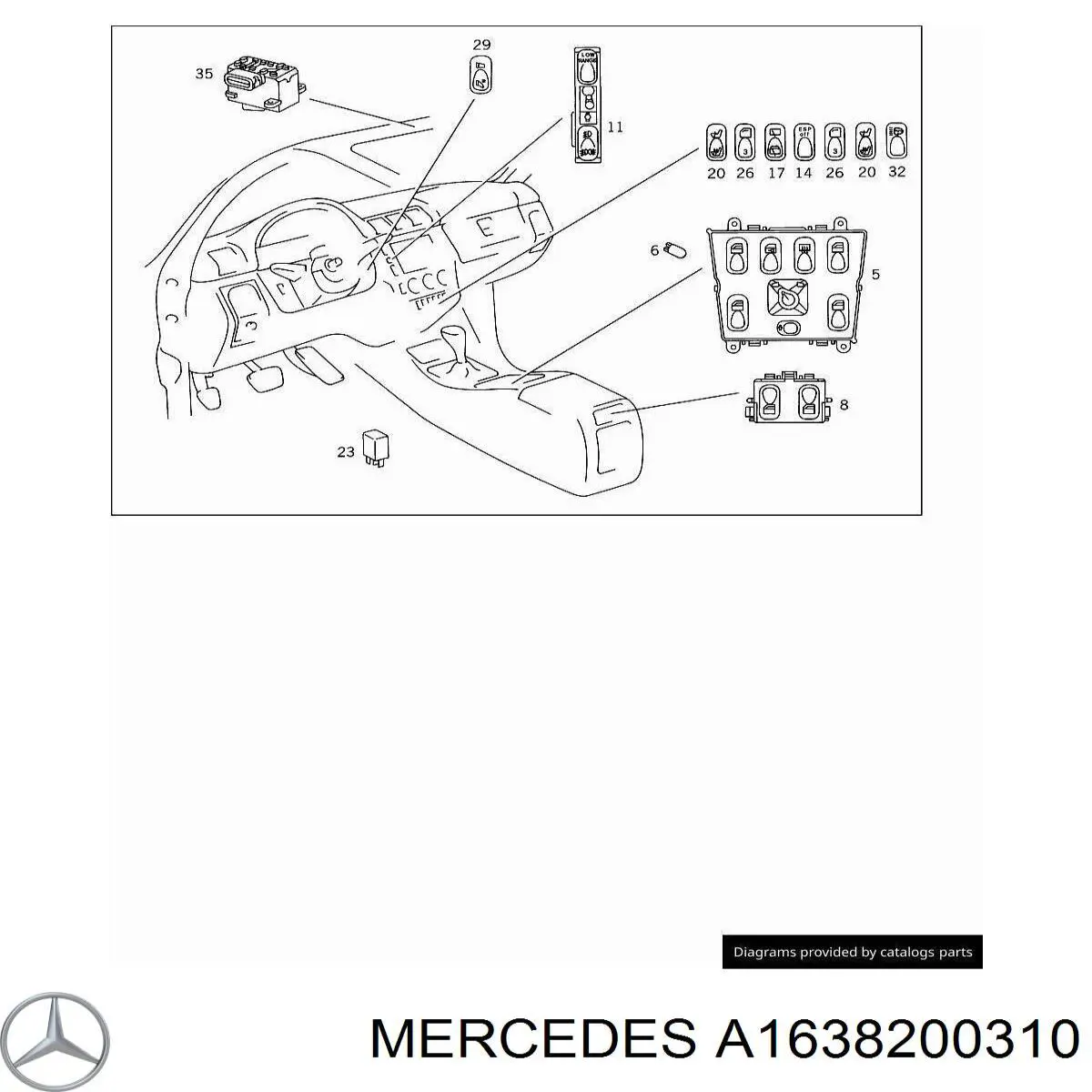 A1638200310 Mercedes Кнопковий блок управління склопідіймачами центральної консолі