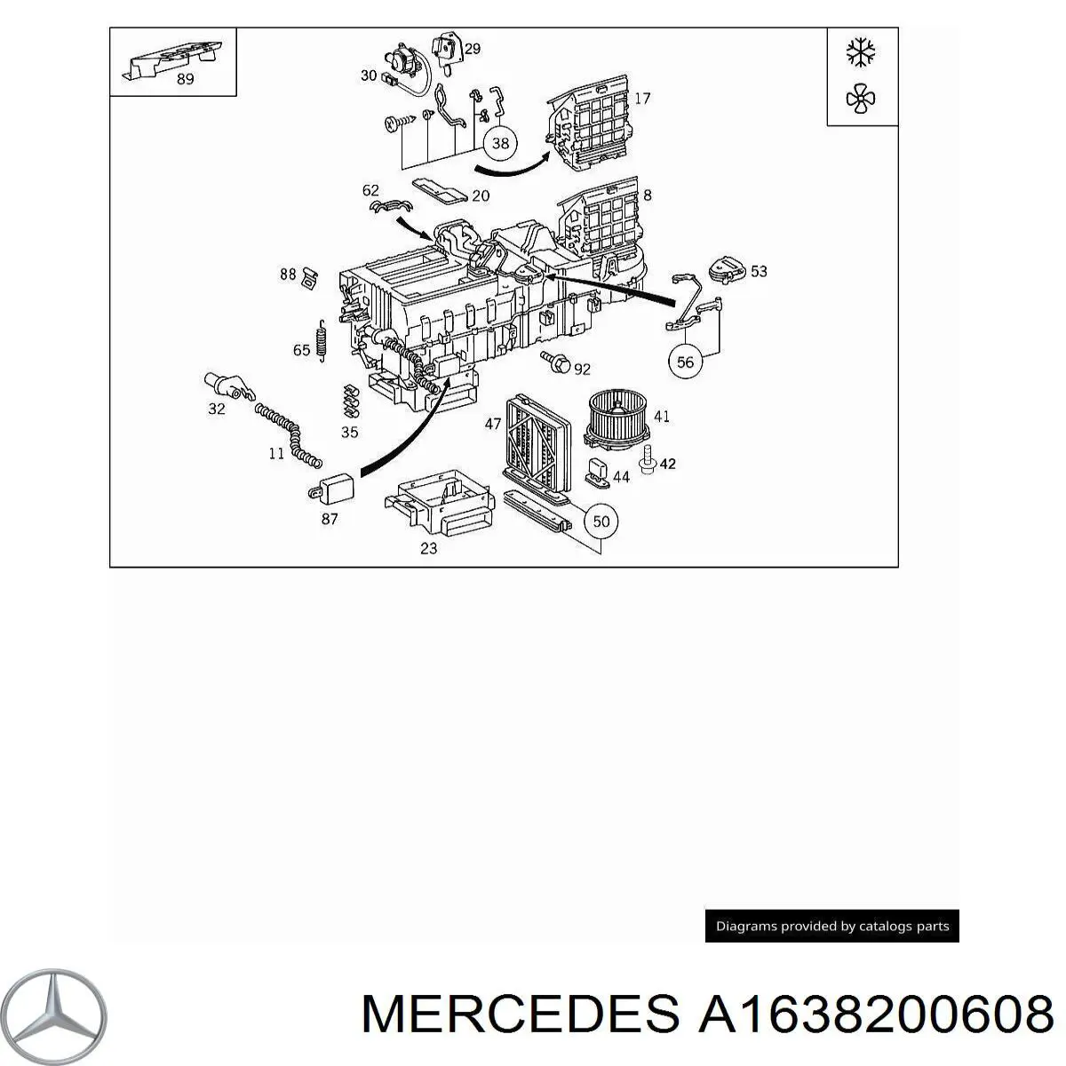 A1638200608 Mercedes двигун заслінки печі
