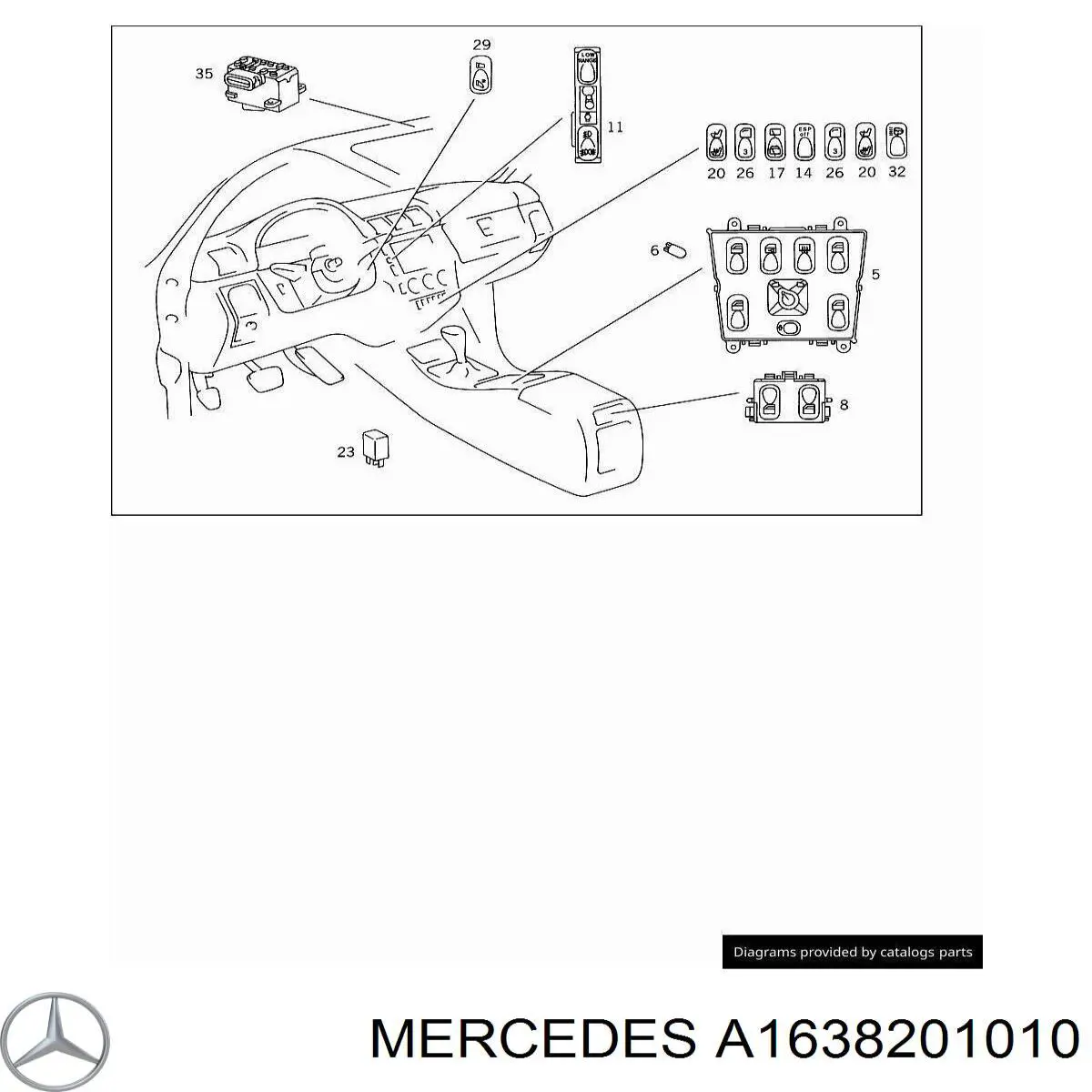 A1638201010 Mercedes Кнопковий блок управління склопідіймачами центральної консолі