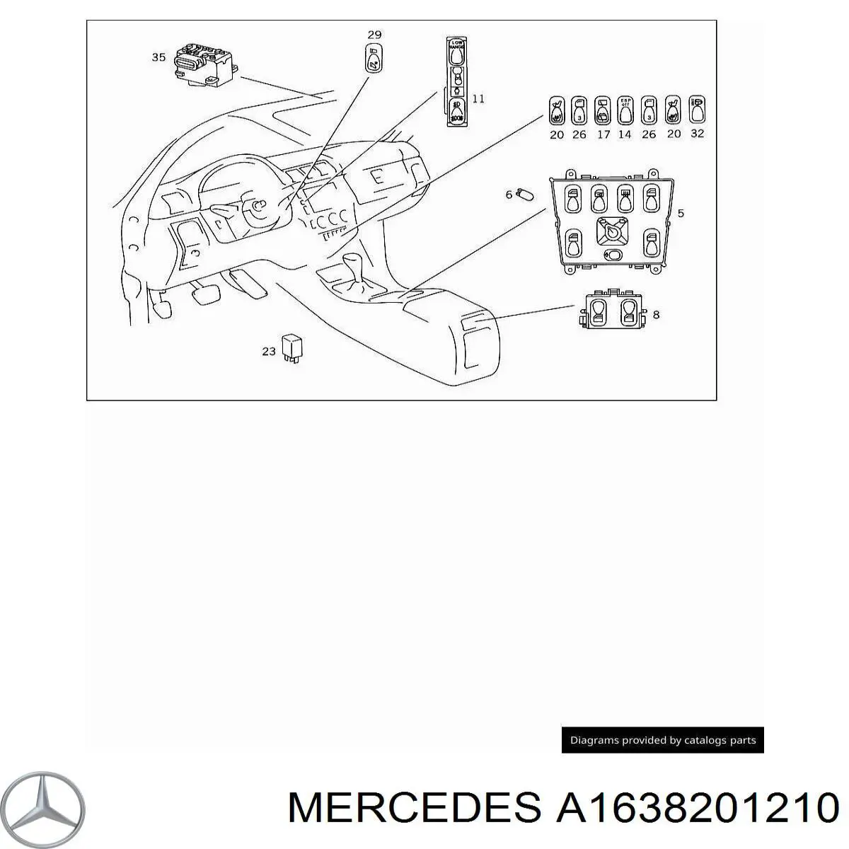A1638201210 Mercedes Кнопковий блок управління склопідіймачами центральної консолі