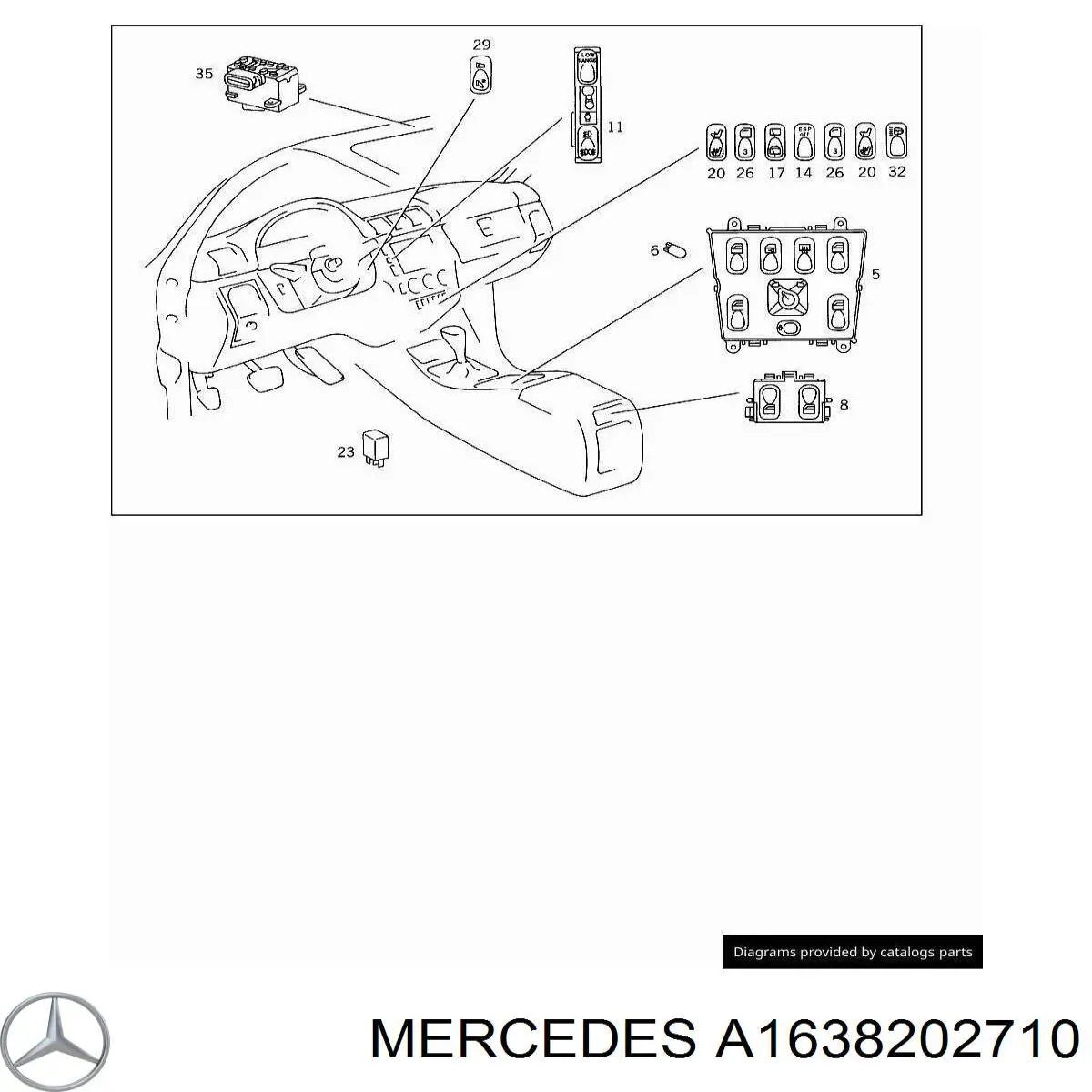 A1638202710 Mercedes Кнопковий блок управління склопідіймачами центральної консолі