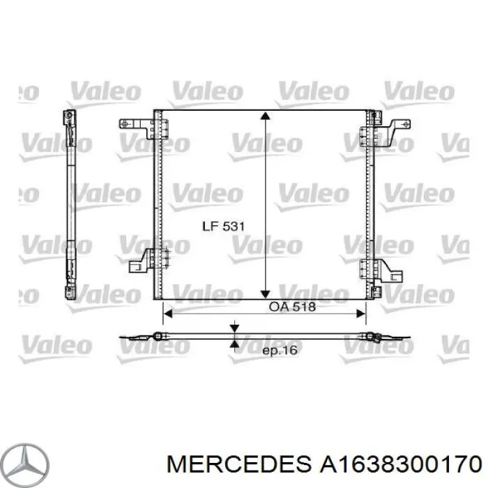 Купити A1638300170 Mercedes Радіатор системи охолодження кондиціонера