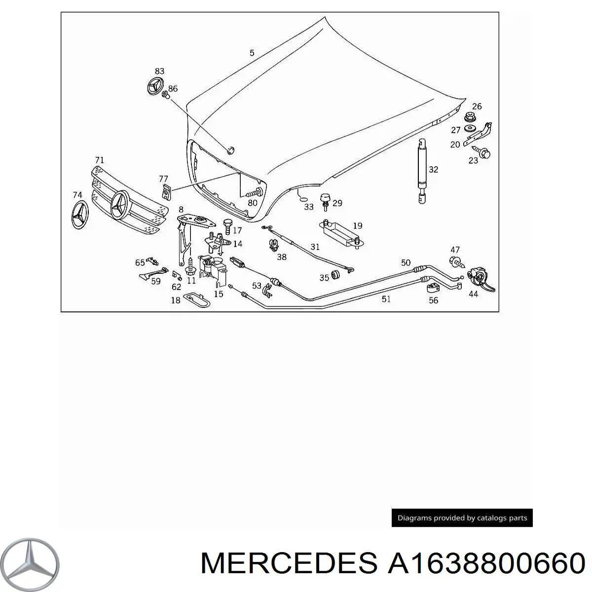 Купити A1638800660 Mercedes Замок капота