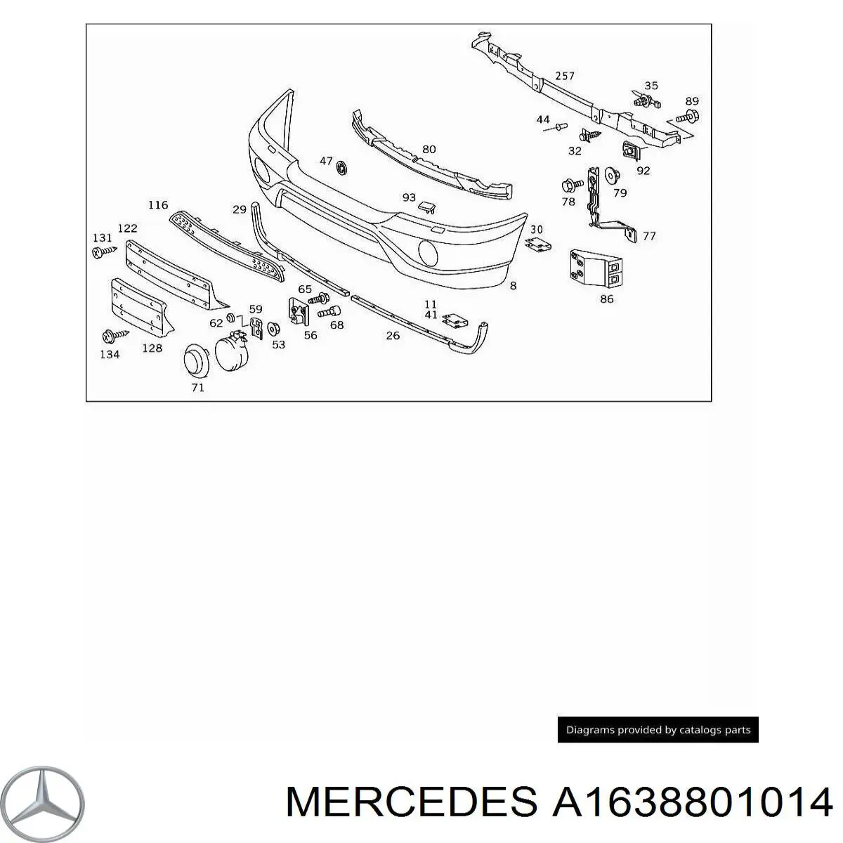 Кронштейн бампера переднього, правий Mercedes A1638801014 ціна, від 52.61 USD