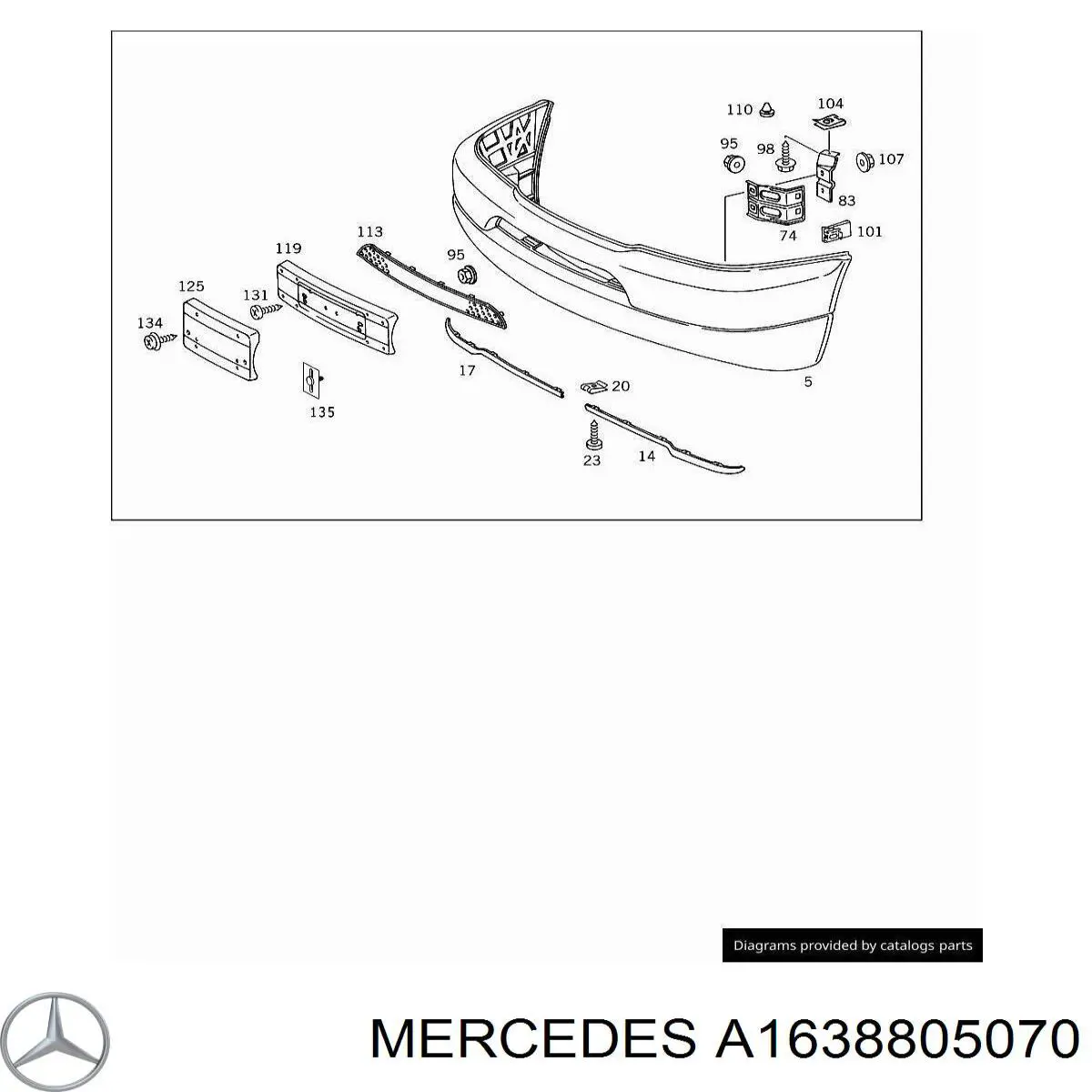 Бампер на авто Mercedes A1638805070 ціна, від 424.42 USD