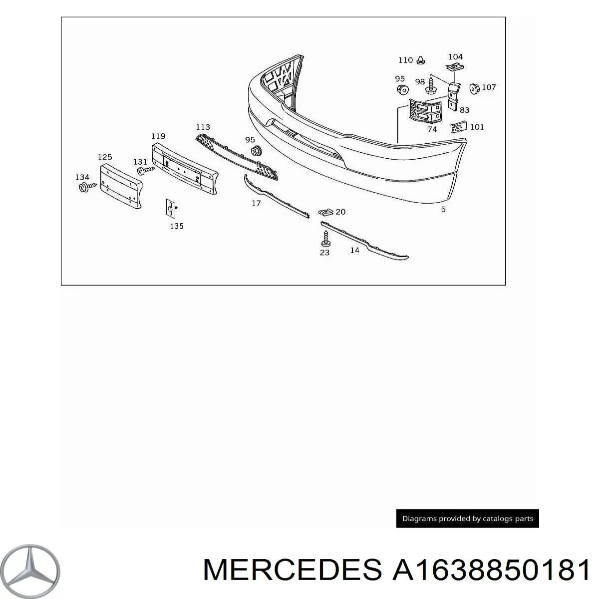 Кріплення переднього номера автомобіля Mercedes A1638850181 ціна, від 72.97 USD