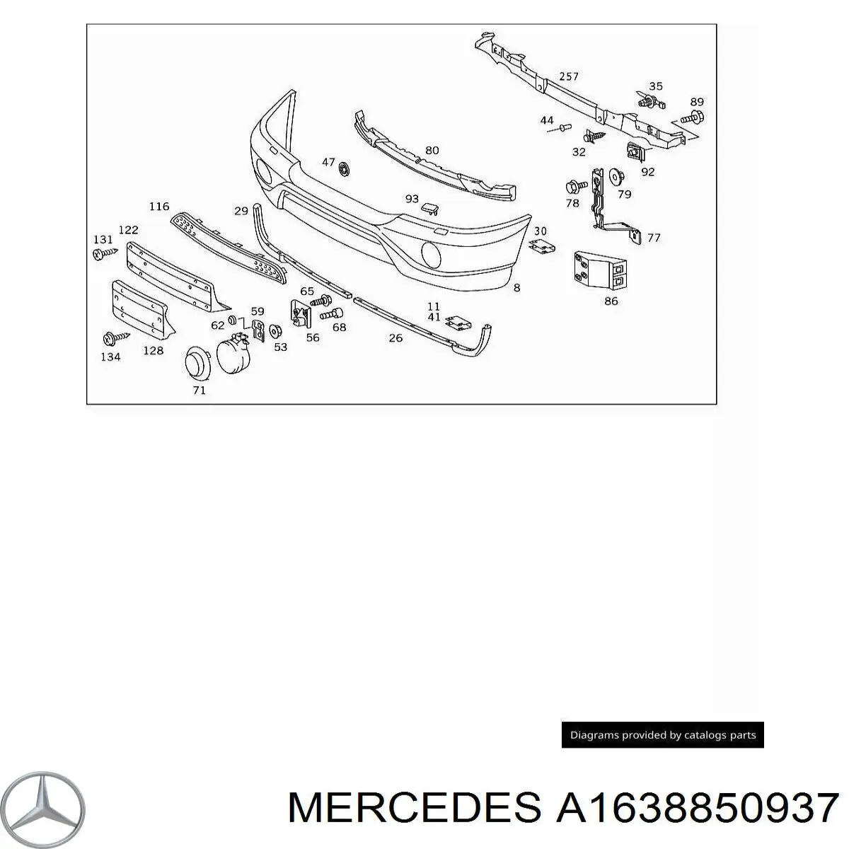 Абсорбер бампера переднього Mercedes A1638850937 ціна, від 63.33 USD