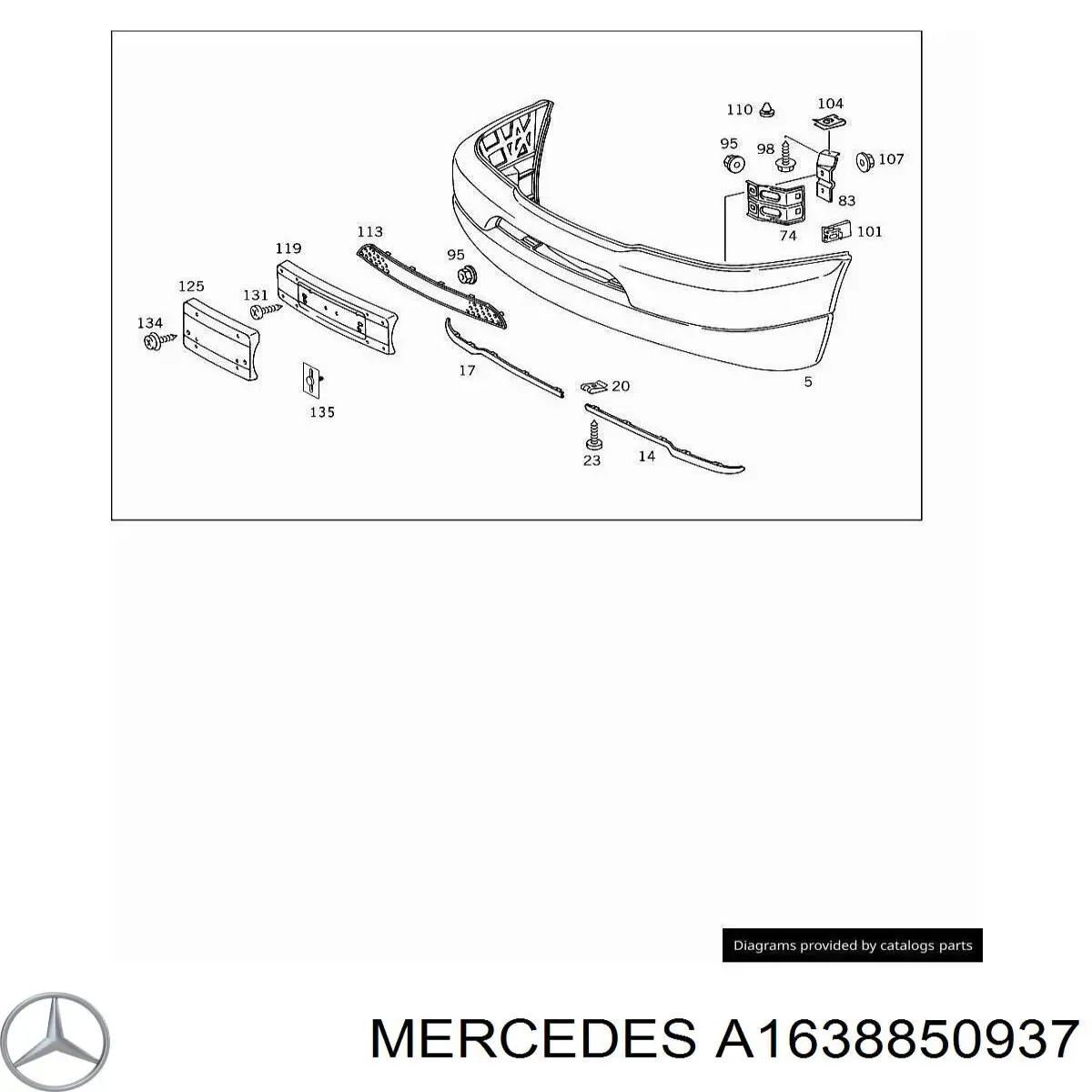 A1638850937 Mercedes Наповнювач бампера переднього