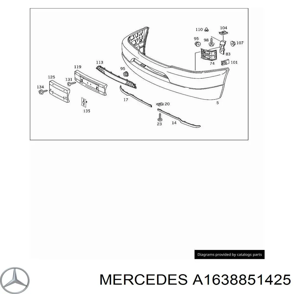 Спойлер переднього бампера, правий Mercedes A1638851425 ціна, від 32.22 USD