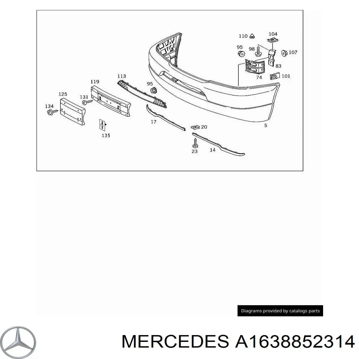 A1638852314 Mercedes Лівий кронштейн переднього бампера
