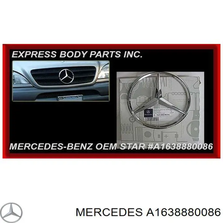 Емблема на решітку радіатора Mercedes A1638880086 ціна, від 201.91 USD