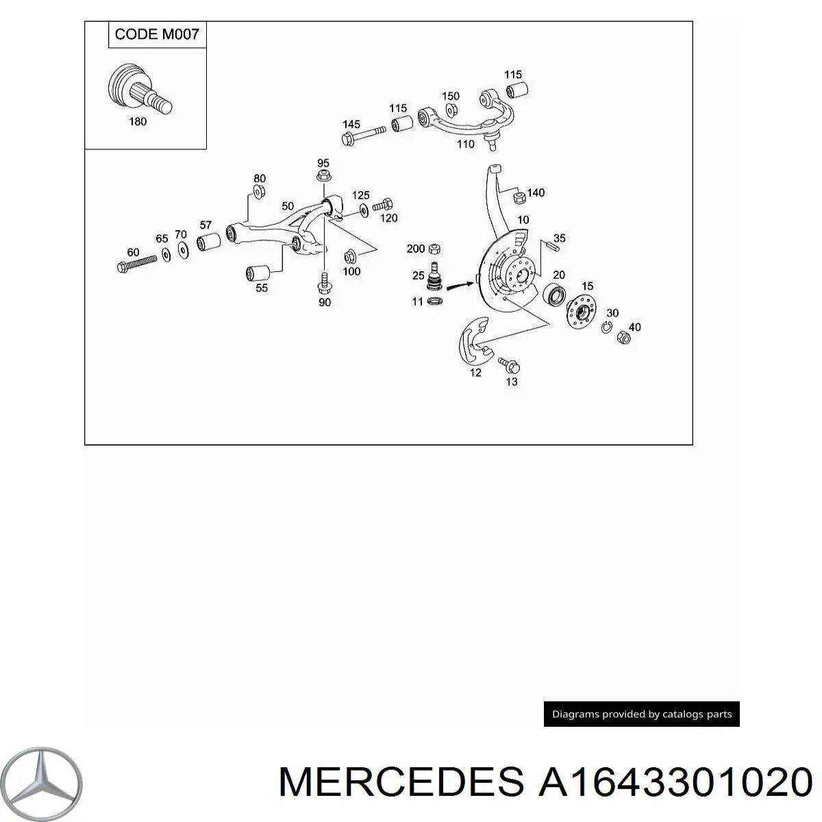A1643301020 Mercedes Кулак поворотний передній правий