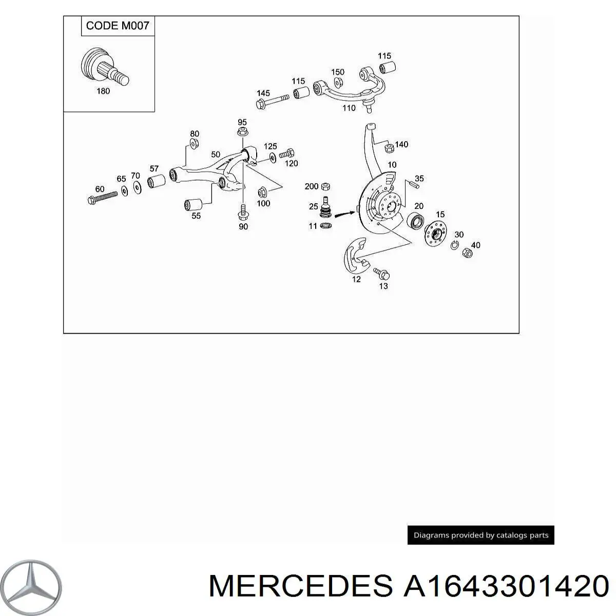 Цапфа поворотного кулака Mercedes A1643301420 ціна, від 125.42 USD
