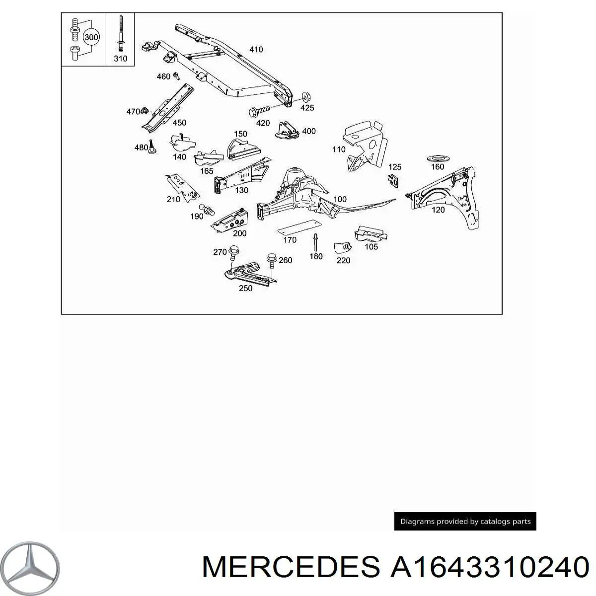Купити A1643310240 Mercedes Кронштейн передньої балки