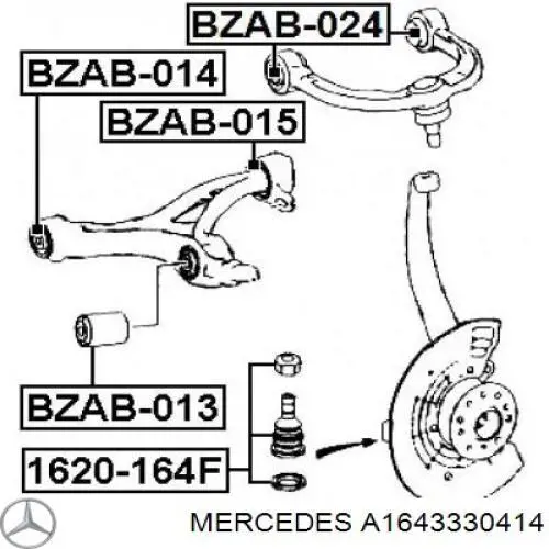 Купити A1643330414 Mercedes Сайлентблок передньої підвіски