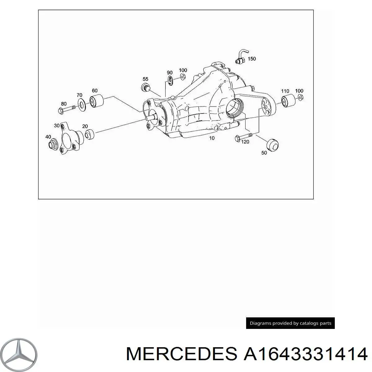 A1643331414 Mercedes сайлентблок (подушка редуктора заднього моста, передній)
