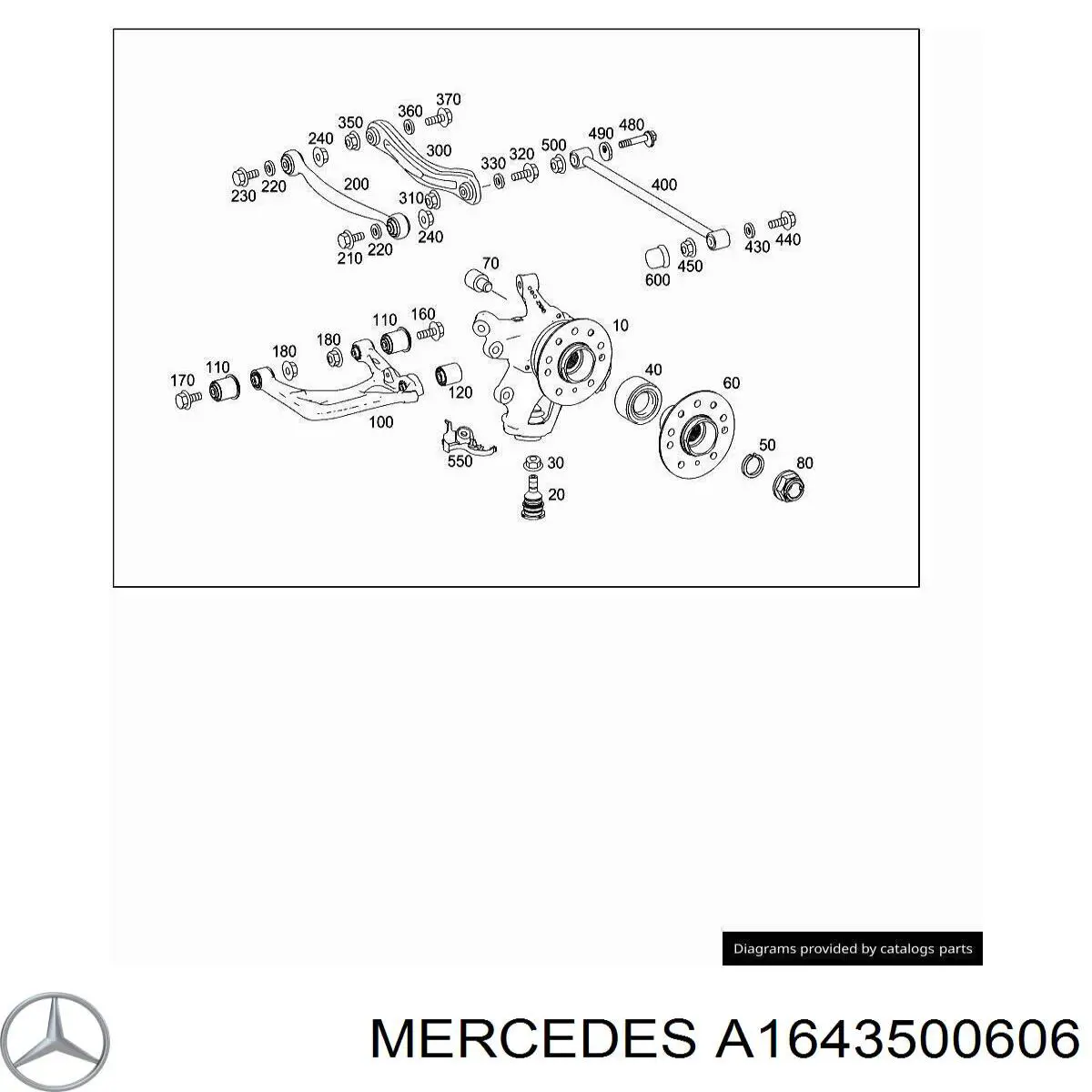 A1643500606 Mercedes Важіль задньої підвіски нижній, лівий