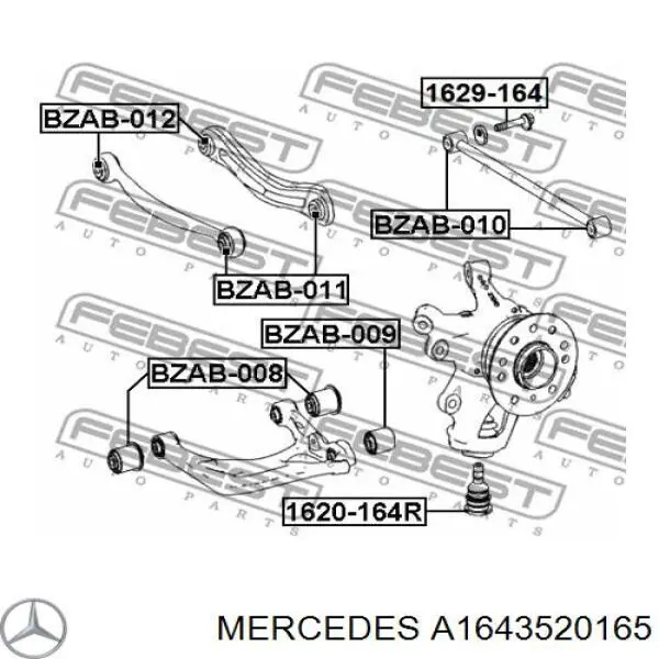 Сайлентблок заднього нижнього важеля MERCEDES A1643520165