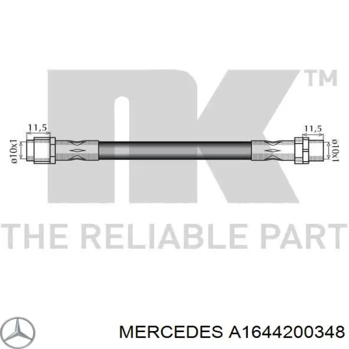 Купити A1644200348 Mercedes Гальмівні шланги передні
