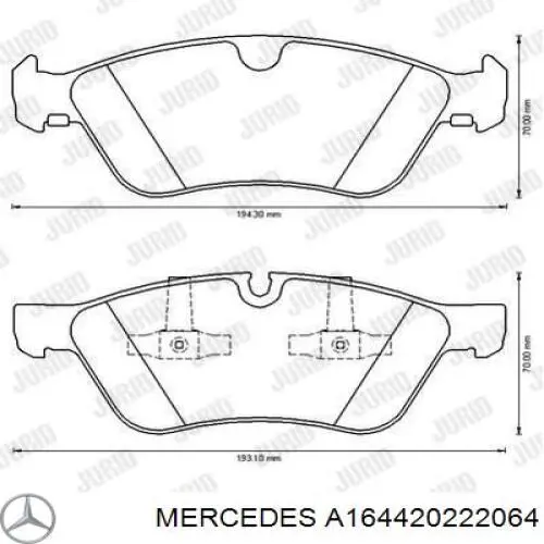 Колодки гальмівні передні, дискові A164420222064 Mercedes