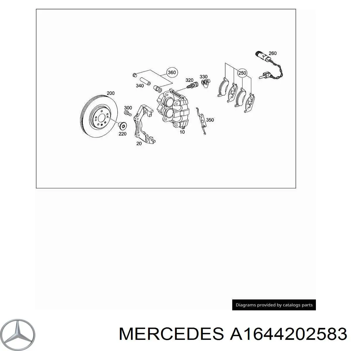 Купити A1644202583 Mercedes Супорт гальмівний передній лівий