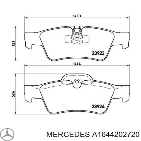 Задні гальмівні колодки Mercedes A1644202720 ціна, від 49.60 USD