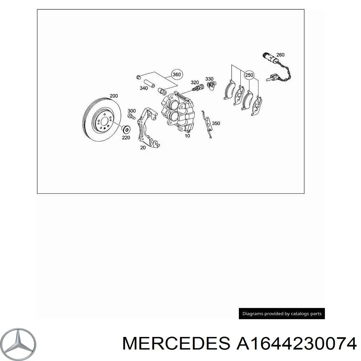 Купити A1644230074 Mercedes Направляюча супорту заднього