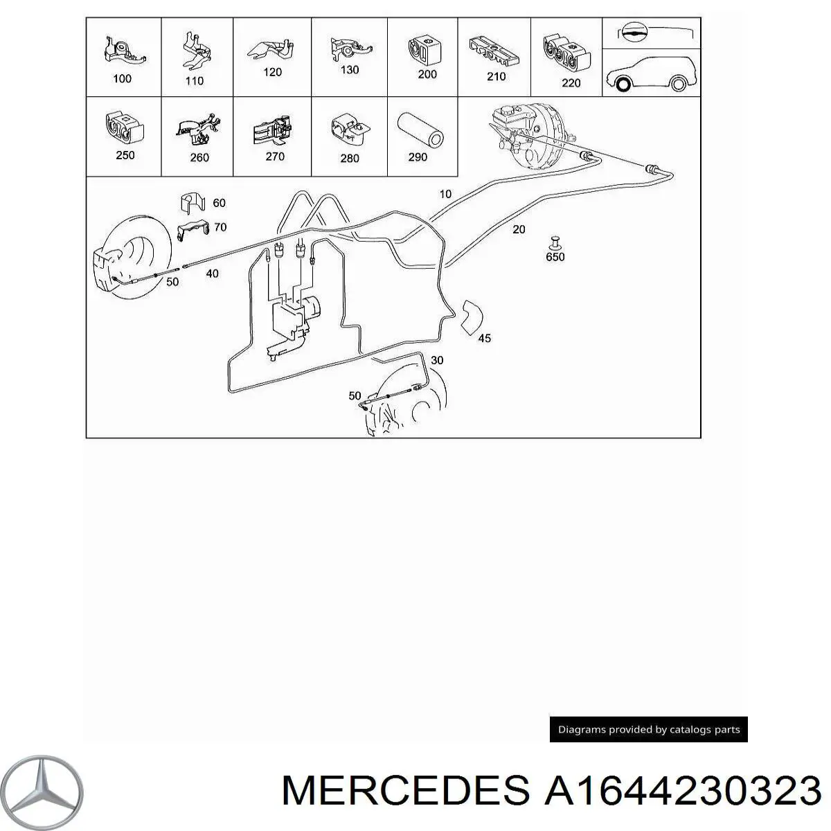 Купити A1644230323 Mercedes Скоба гальмівної трубки
