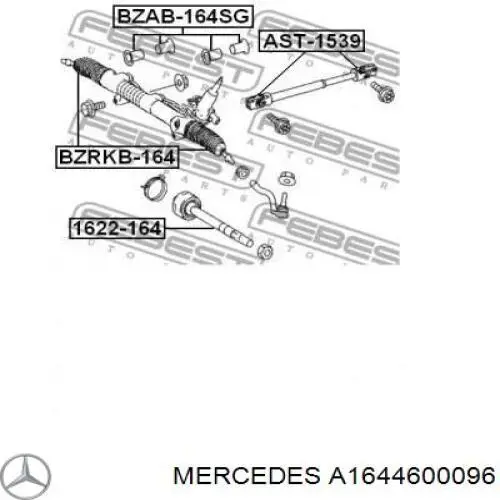 A1644600096 Mercedes пильник рульового механізму/рейки
