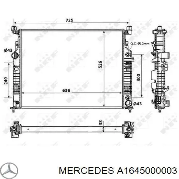 A1645000003 Mercedes радіатор охолодження двигуна