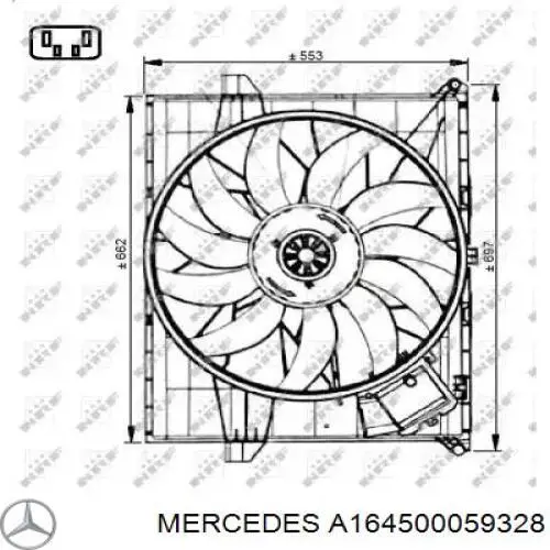 A164500059328 Mercedes дифузор радіатора охолодження, в зборі з двигуном і крильчаткою