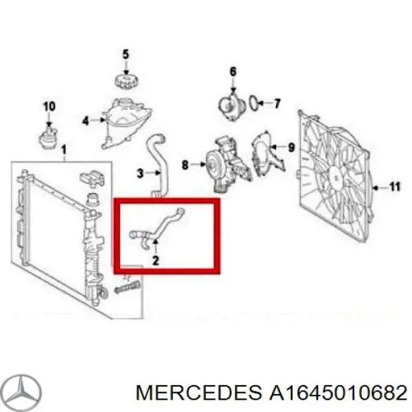 Шланг/патрубок радіатора охолодження, верхній Mercedes A1645010682 ціна, від 39.17 USD