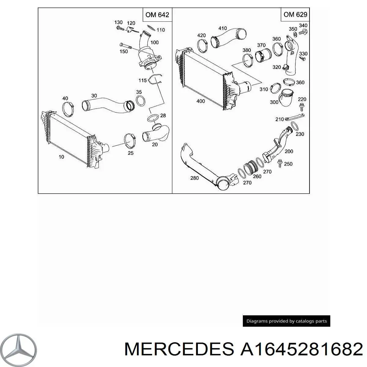 Купити A1645281682 Mercedes Шланг/патрубок интеркуллера