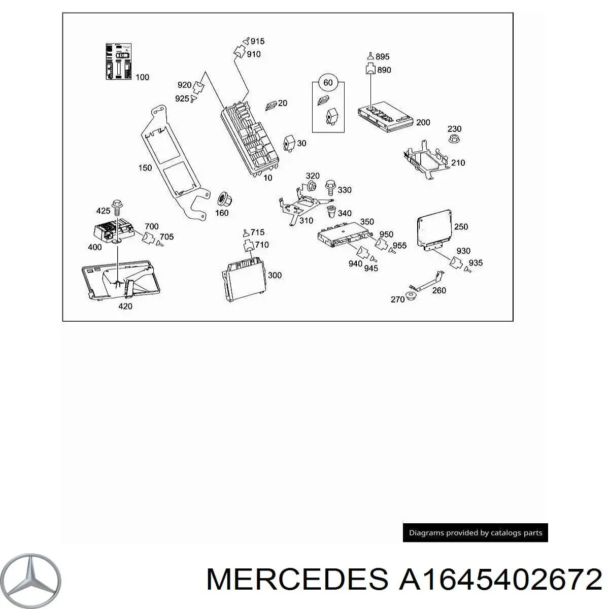 Блок запобіжників задній, салонний Mercedes A1645402672 ціна, від 6.93 USD