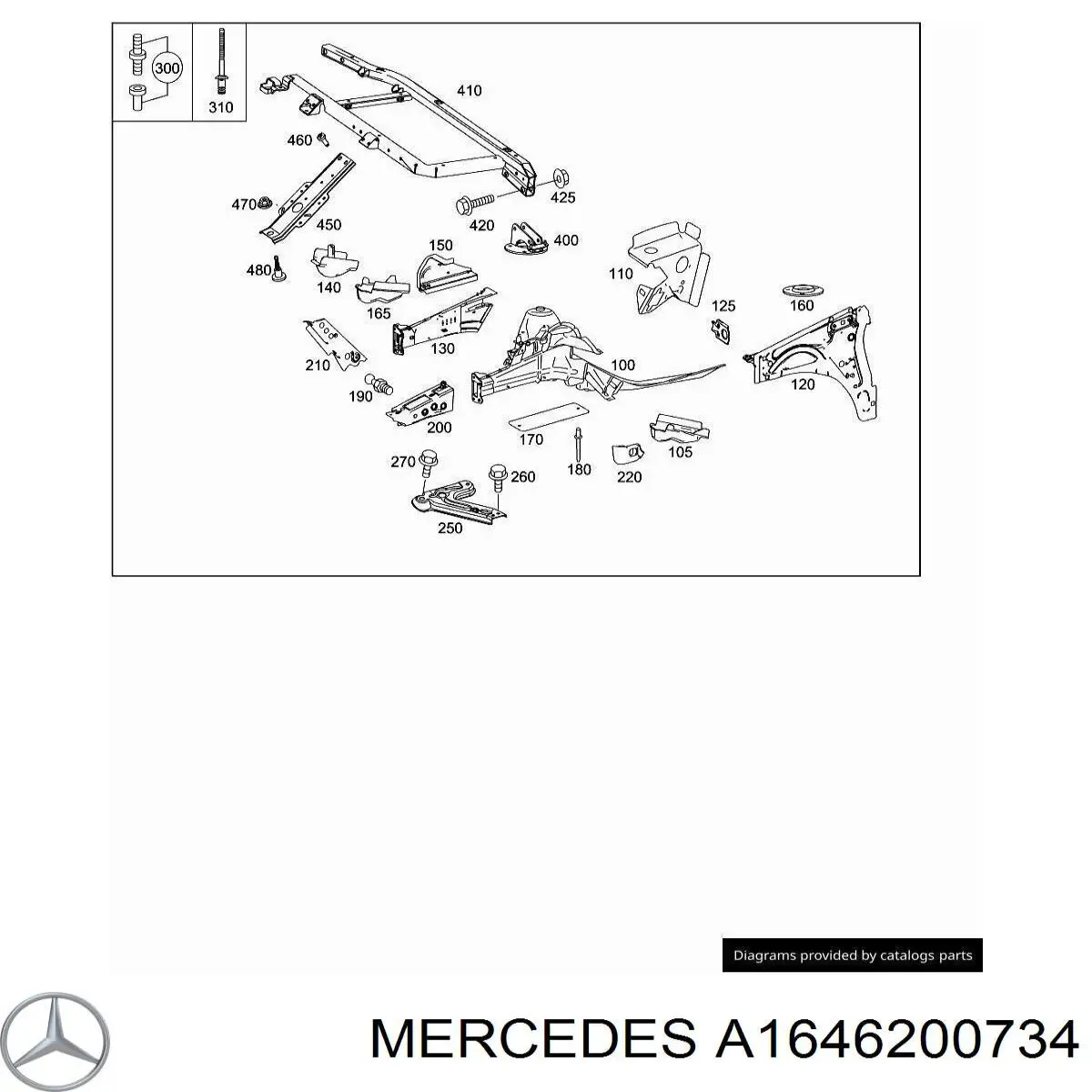 Панель бризковика (лонжерона) моторного відсіку, ліва Mercedes A1646200734 ціна, від 164.70 USD