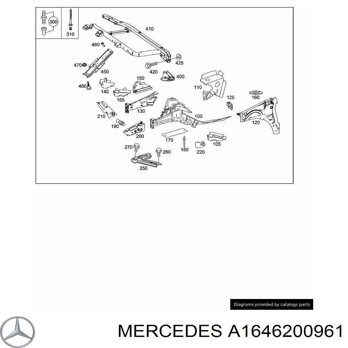 A1646200961 Mercedes лонжерон рами передній лівий