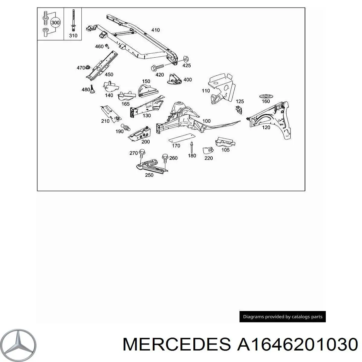 Лонжерон рами передній правий Mercedes A1646201030 ціна, від 300.89 USD