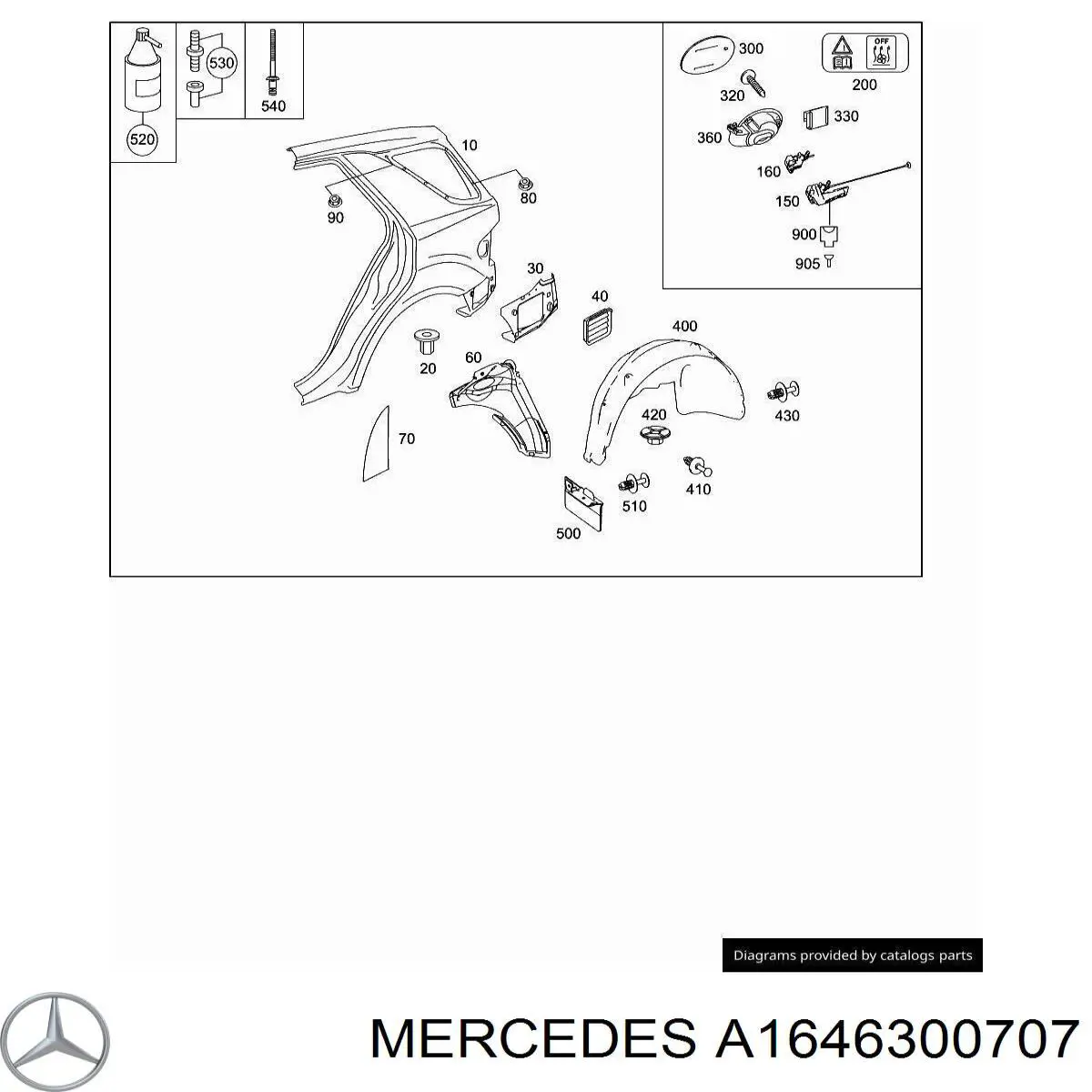 Крило заднє ліве на Mercedes ML/GLE (W164)