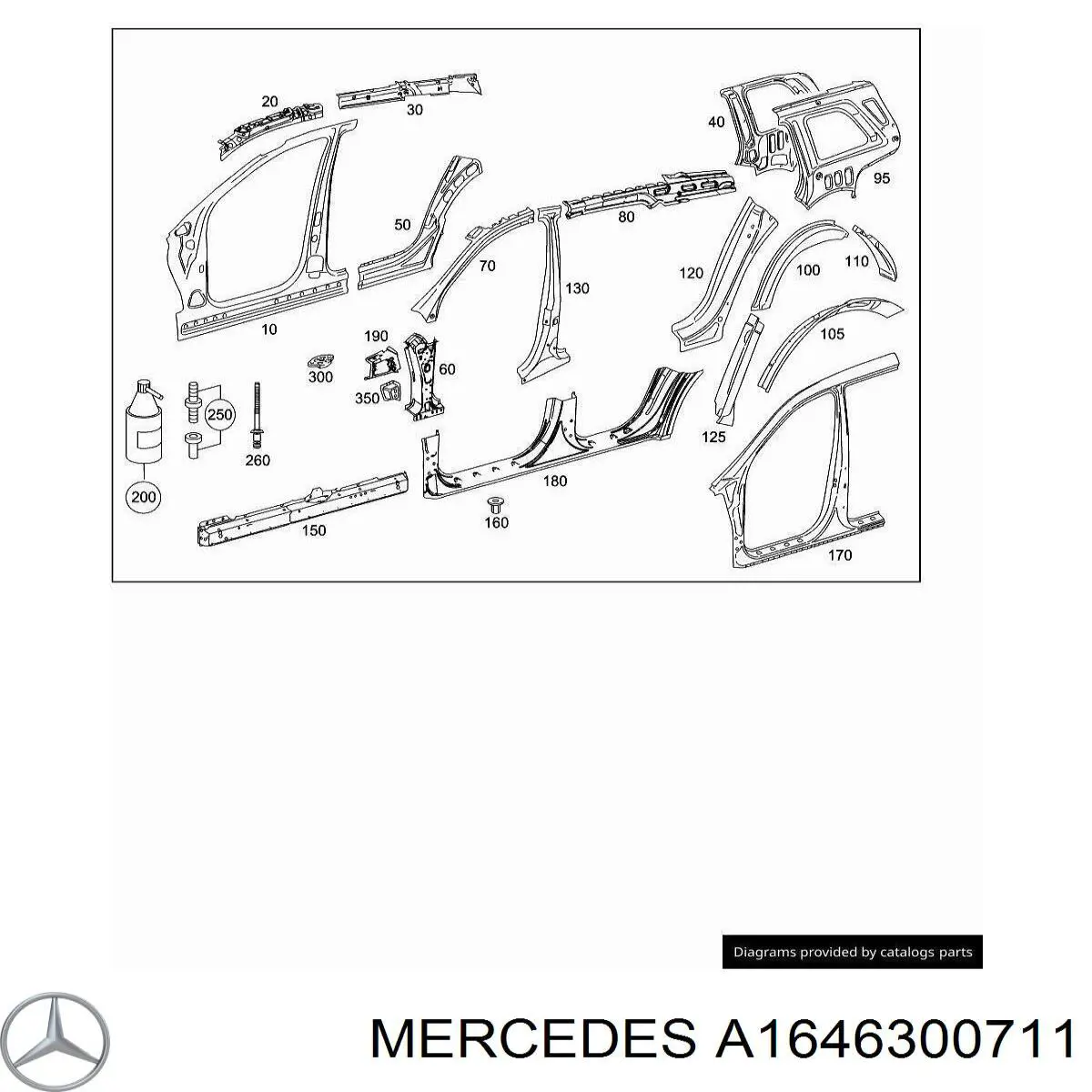 Стійка центральна, ліва на Mercedes ML/GLE (W164)